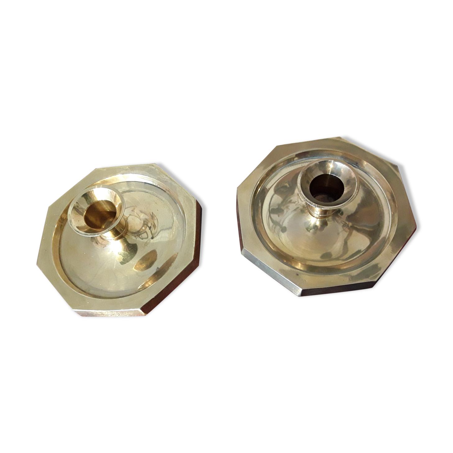 Pair of brass candle holders