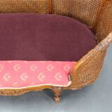 Antique Carved Sofa with Cane Sides , Czechoslovakia