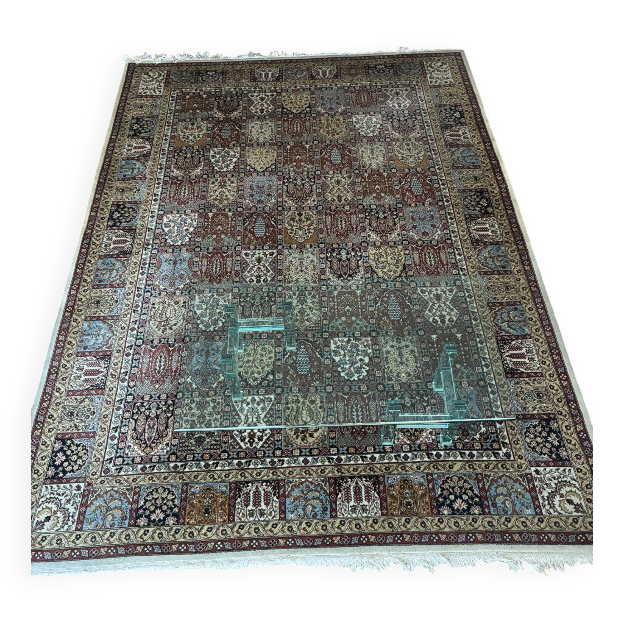 Large handmade Oriental carpet from Romania — Flora model with panels —