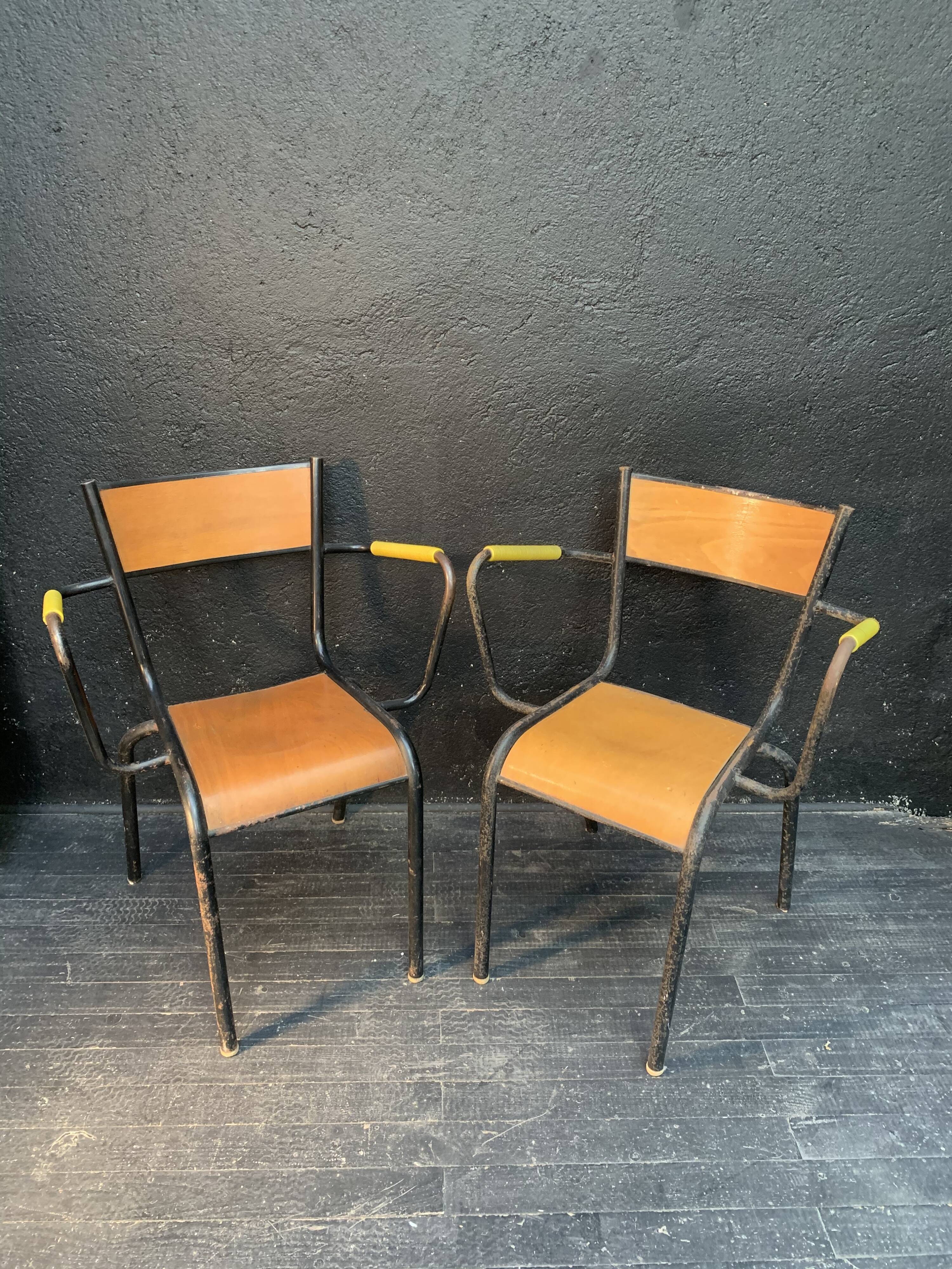 Pair of armchairs, school chairs 1950