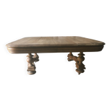 Oak coffee table on casters