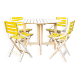 Reguitti folding garden table in wood with chairs, 1970s, set of 5