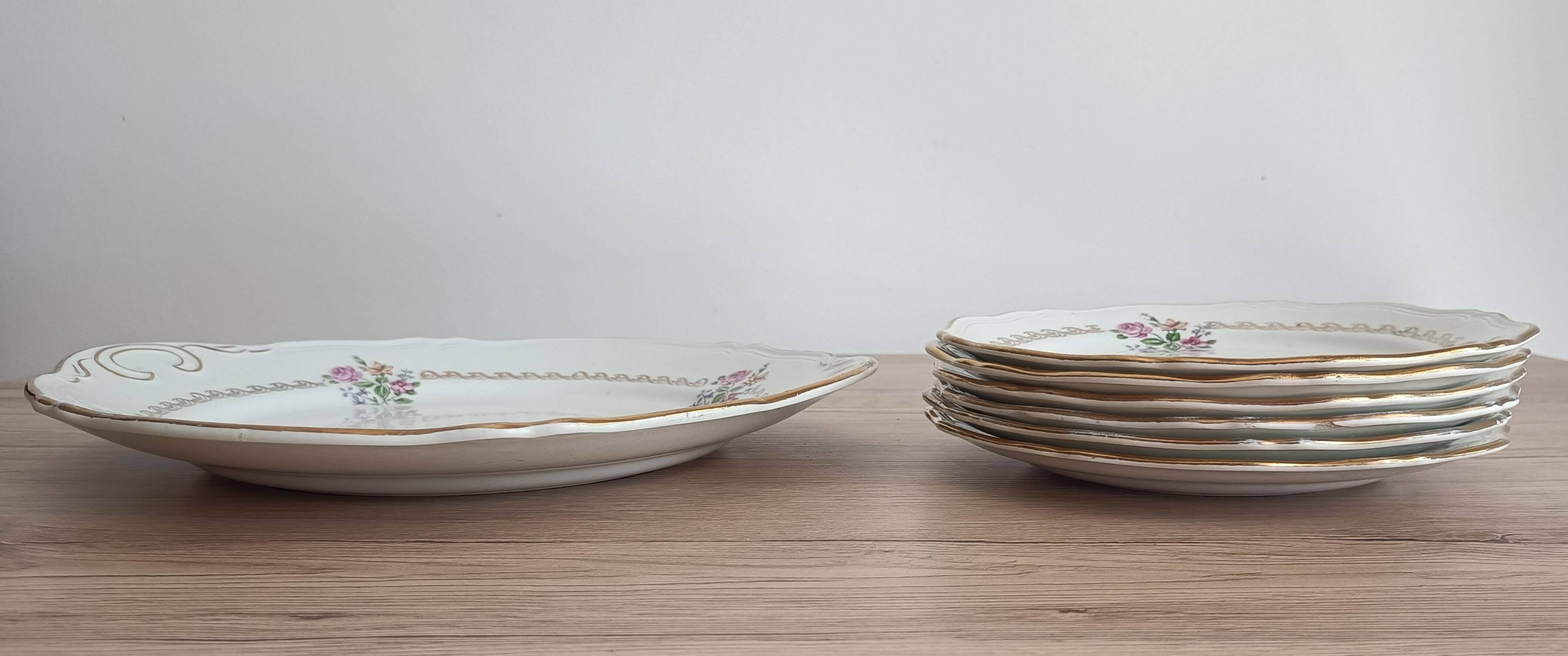 Set of flat dessert service and 6 plates l'Amandinoise St-Amand