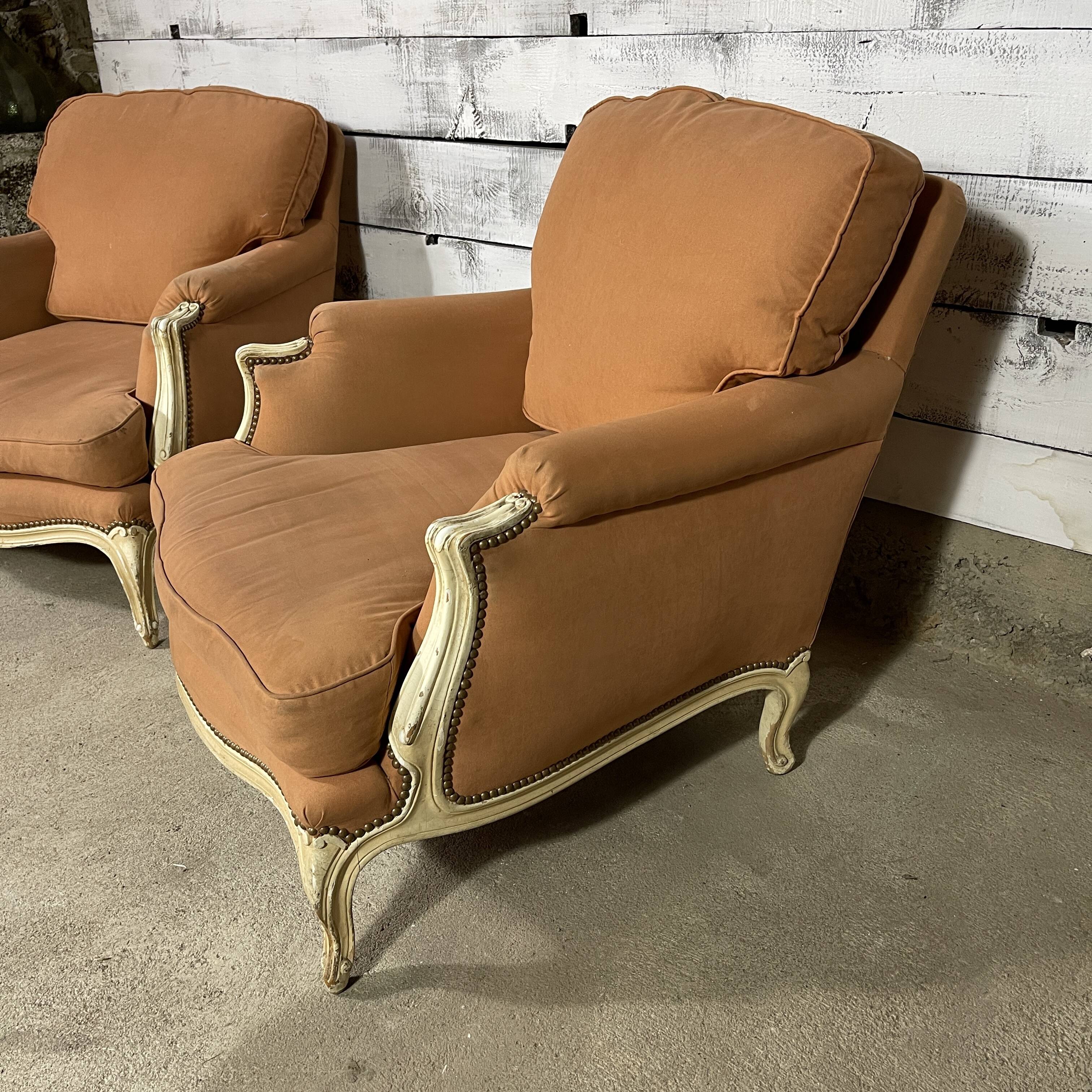 Set of 2 louis XV style shepherdess armchairs