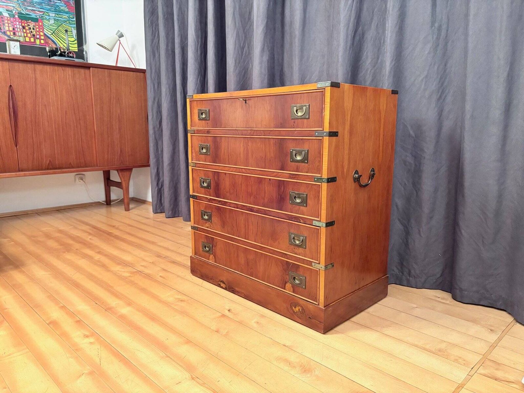 Campaign military chest of drawers and writing desk, Great Britain, 1950s