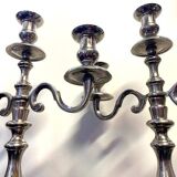 Pair of Candle Holders Candelabra Torch Holders Silver-Plated Metal Art