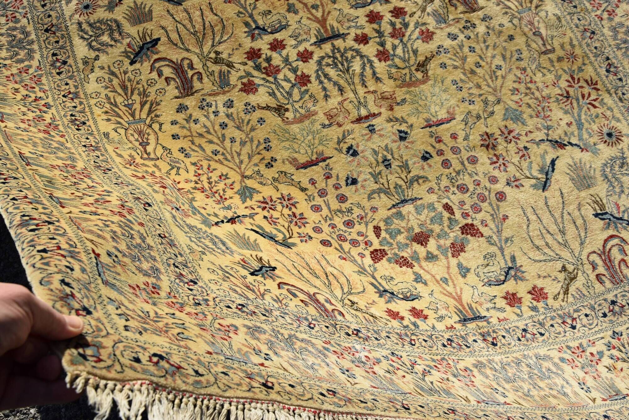 Persian Nain Iran Wool and Silk Rug Circa 1960" Handmade - 1.60 x 2.30 Meters