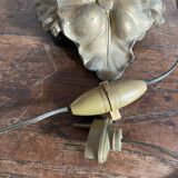 Lampe style Art Nouveau en métal doré et tissu plissé