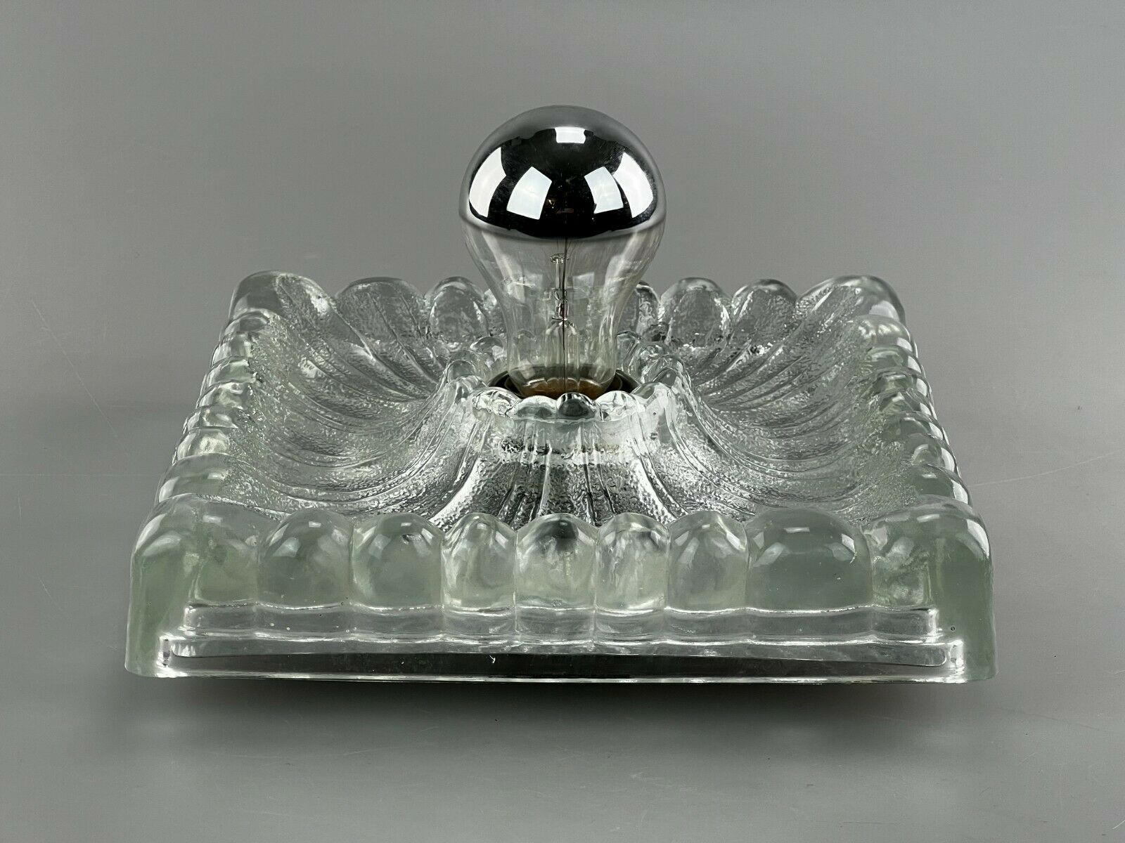 60s 70s lamp light wall lamp Hustadt Leuchten ice glass space age design 60s