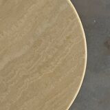 Large designer coffee table in travertine, eye shape, Roche Bobois edition from the 80s