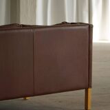 Stouby Møbelfabrik, 3-seater mid-century style sofa in brown leather, made in the 1970s.