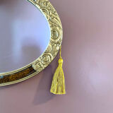 Miroir ovale vintage en bois et plâtre 50x32cm