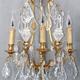Pair of Louis XVI style gilded bronze & bohemian crystal sconces