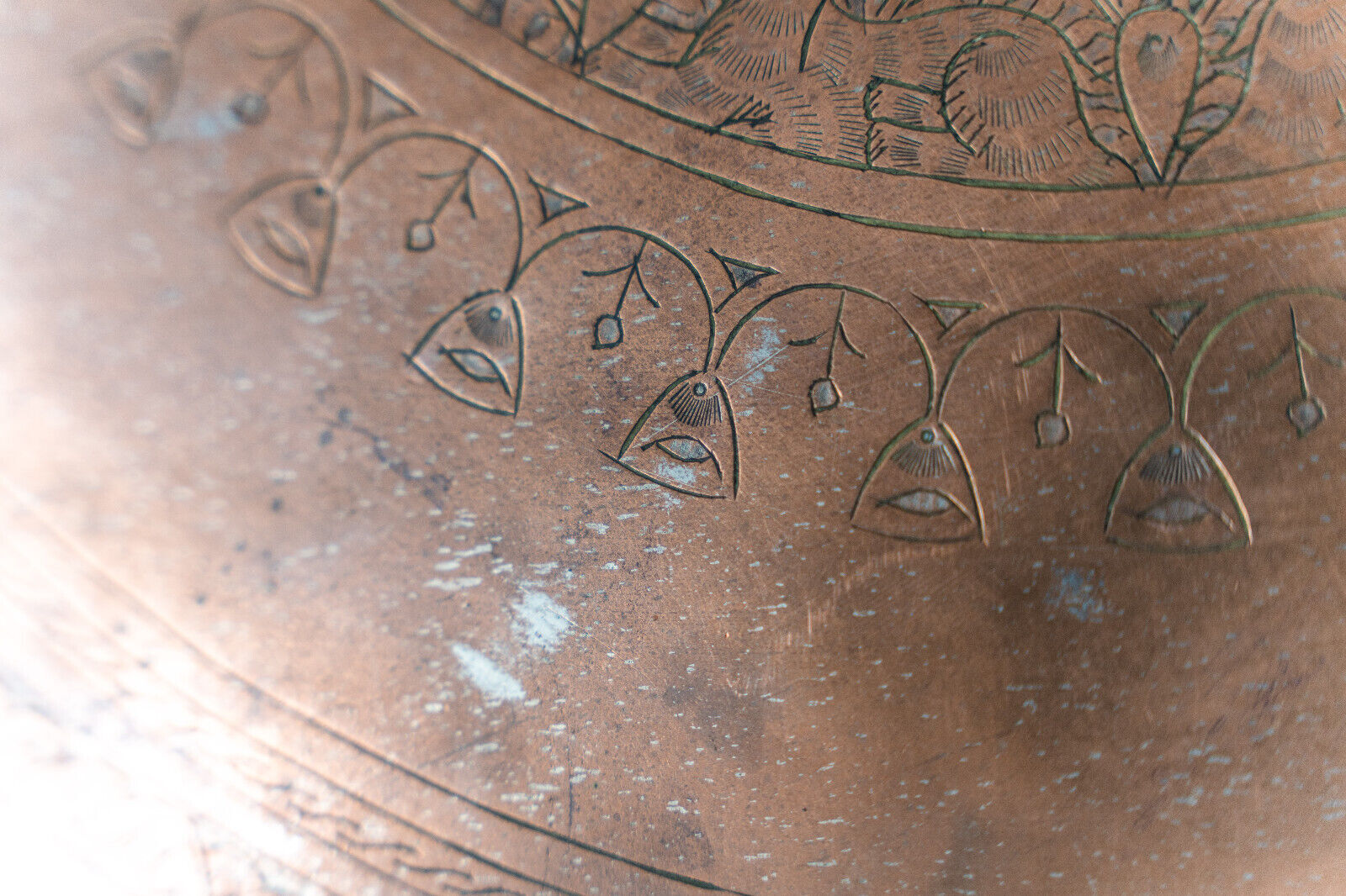 Moroccan tray for copper tea engraved early twentieth century
