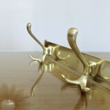 Large wall-mounted coat rack in gold aluminum, 60s-70s