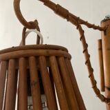 Louis Sognot rattan wall lamp from the 50s and 60s
