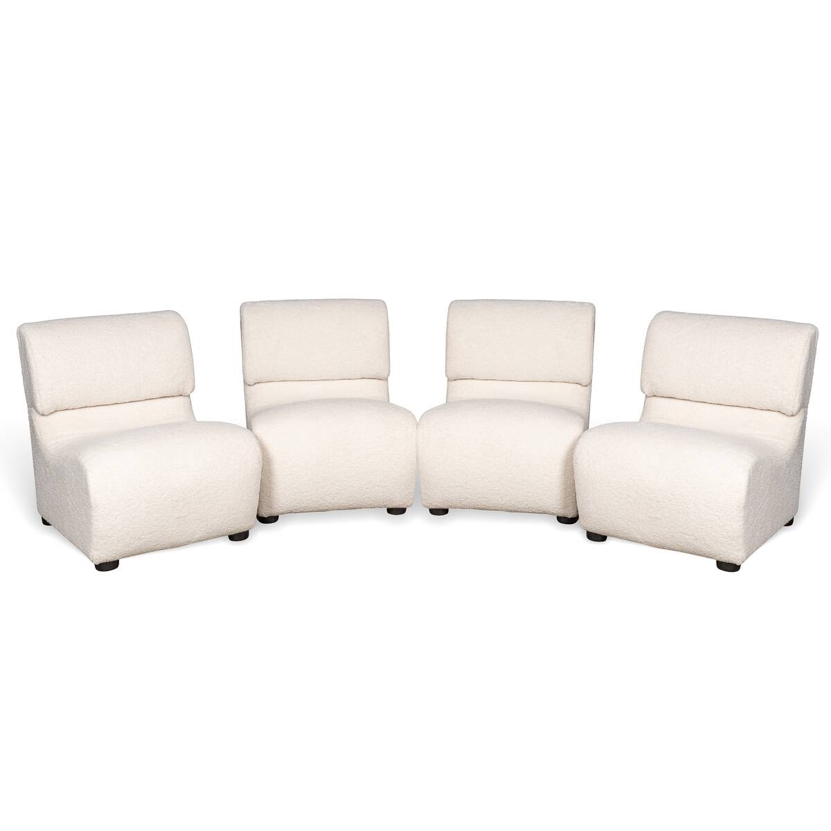 Italian 20thc set of four seats in cream boucle c.1980