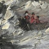 French oil painting on wood dutch 17th / early 18th century sailing ships in the sea storm