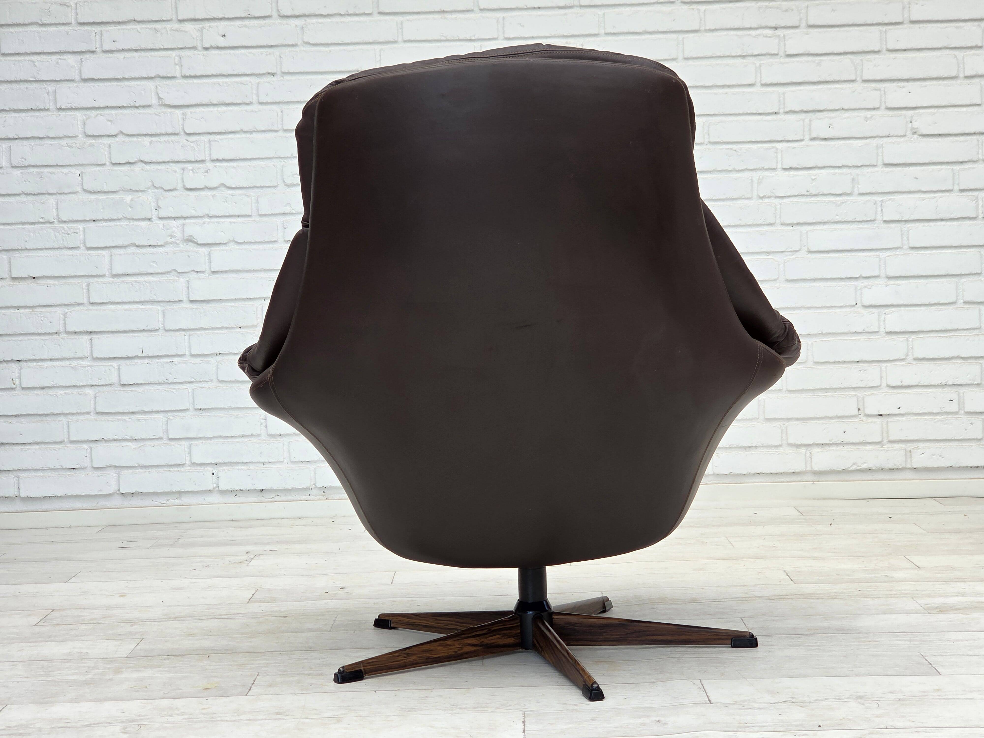 1970s, Danish design by H.W.Klein, swivel chair with footstool.