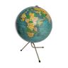 Globe terreste "Taride"des années 60 en métal sur socle tripode, 20 cm