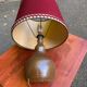 Lampe en grès abat-jour bordeaux G robin