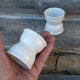 Set of 2 domino shaped shells in white ceramic