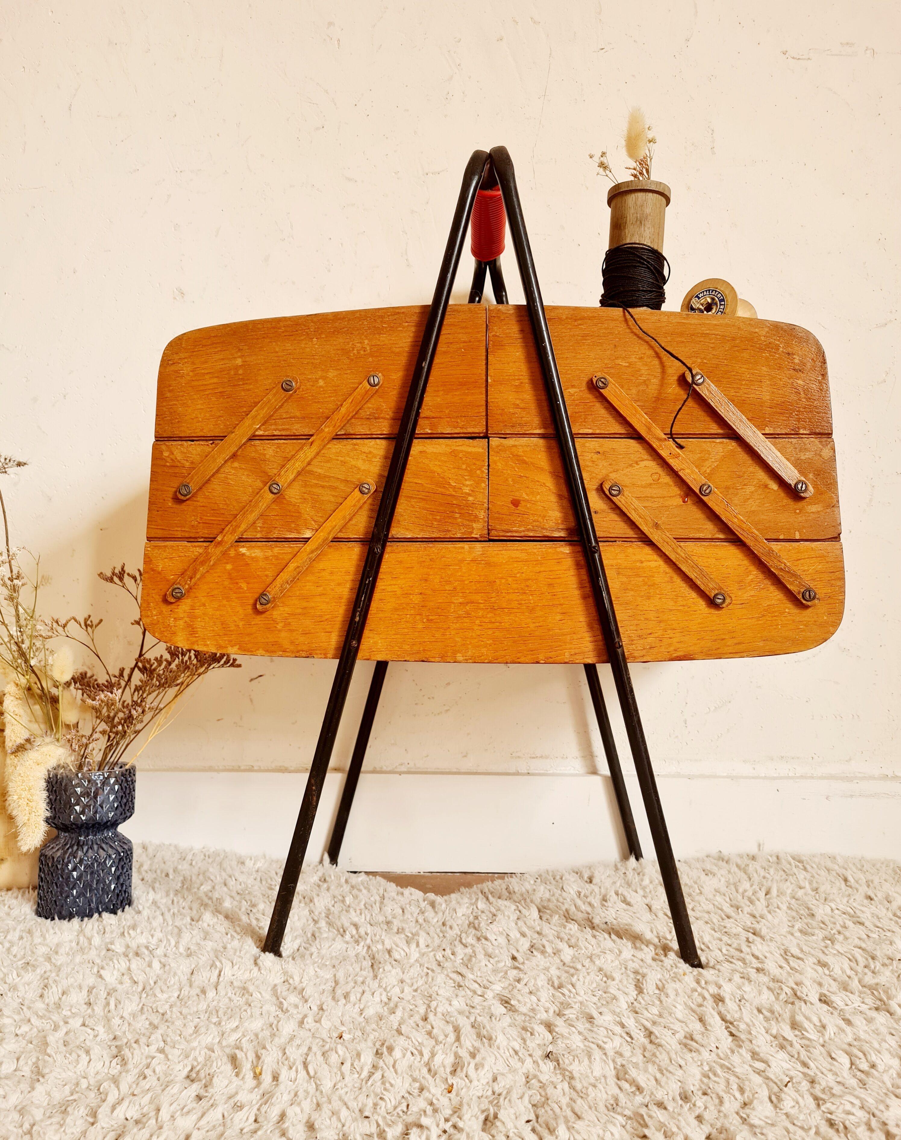 Retro worker of the 60s wood and metal