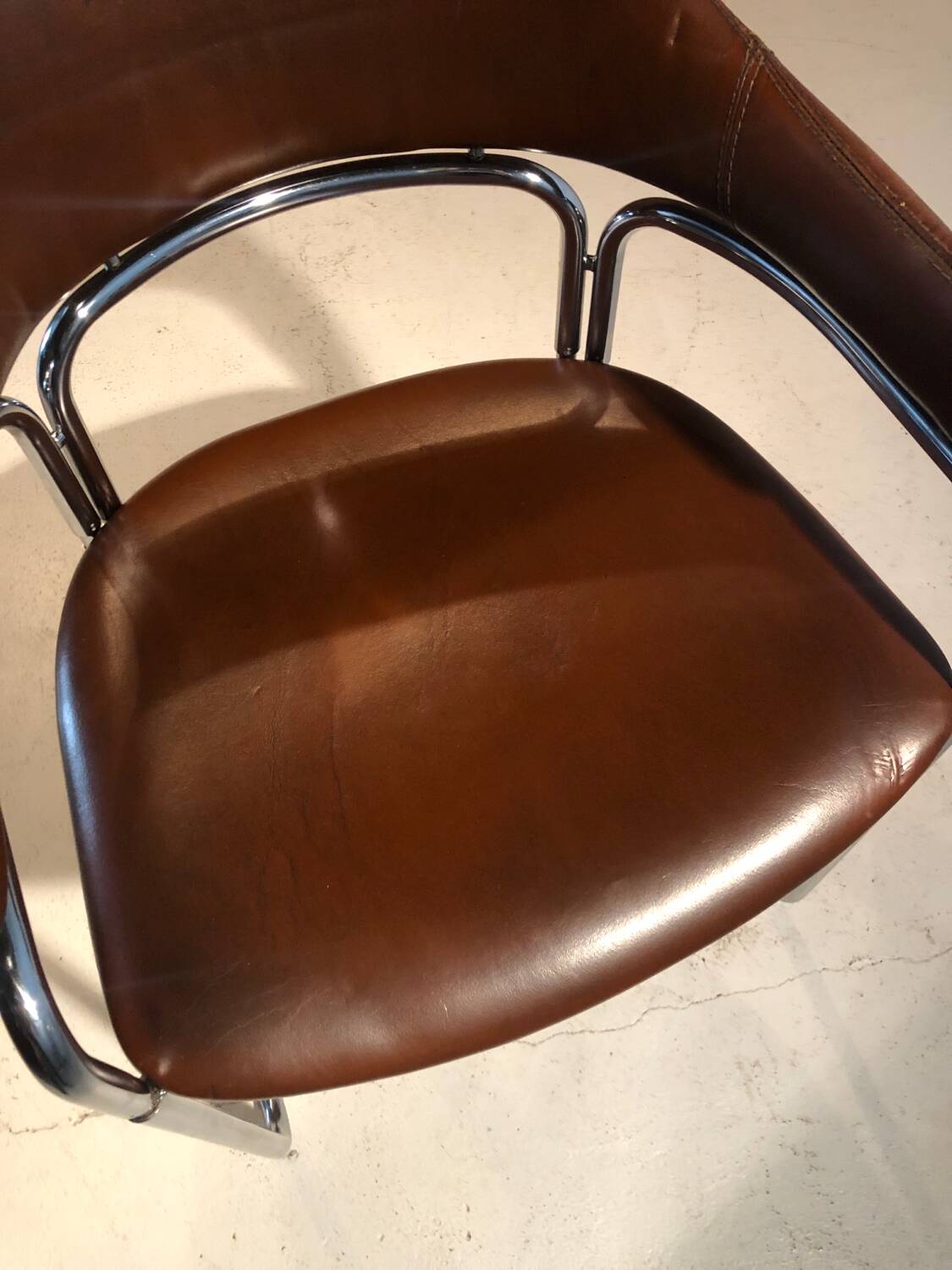 Vintage leather and chrome chair circa 1970