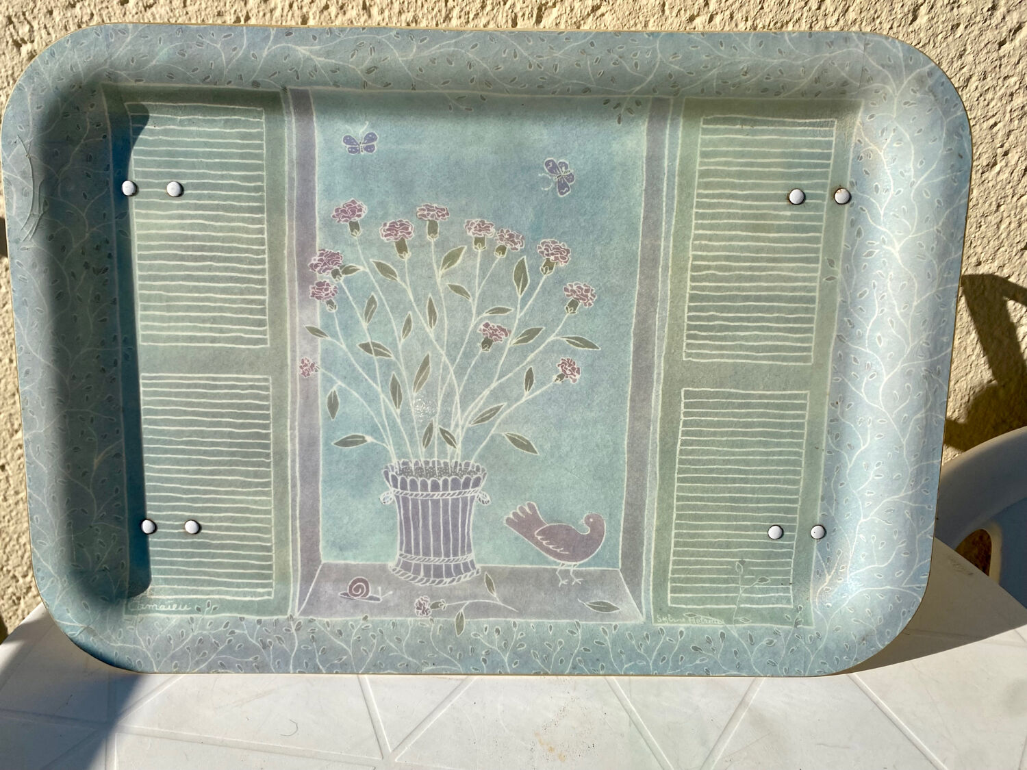 Vintage standing breakfast tray