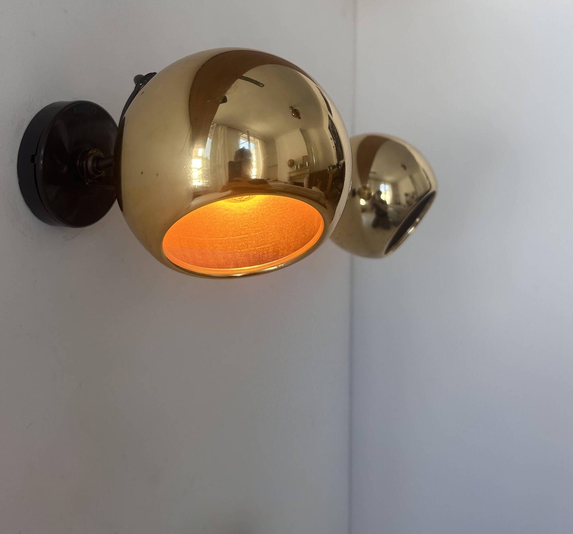 Paire d'applique vintage orientable, laiton, France 1970