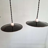 Ensemble de 4 suspensions industrielles en tôle émaillée noire et blanche