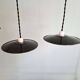 Set of 4 industrial pendant lights in black and white enamelled sheet metal