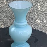 Large vintage pastel blue opaline vase
