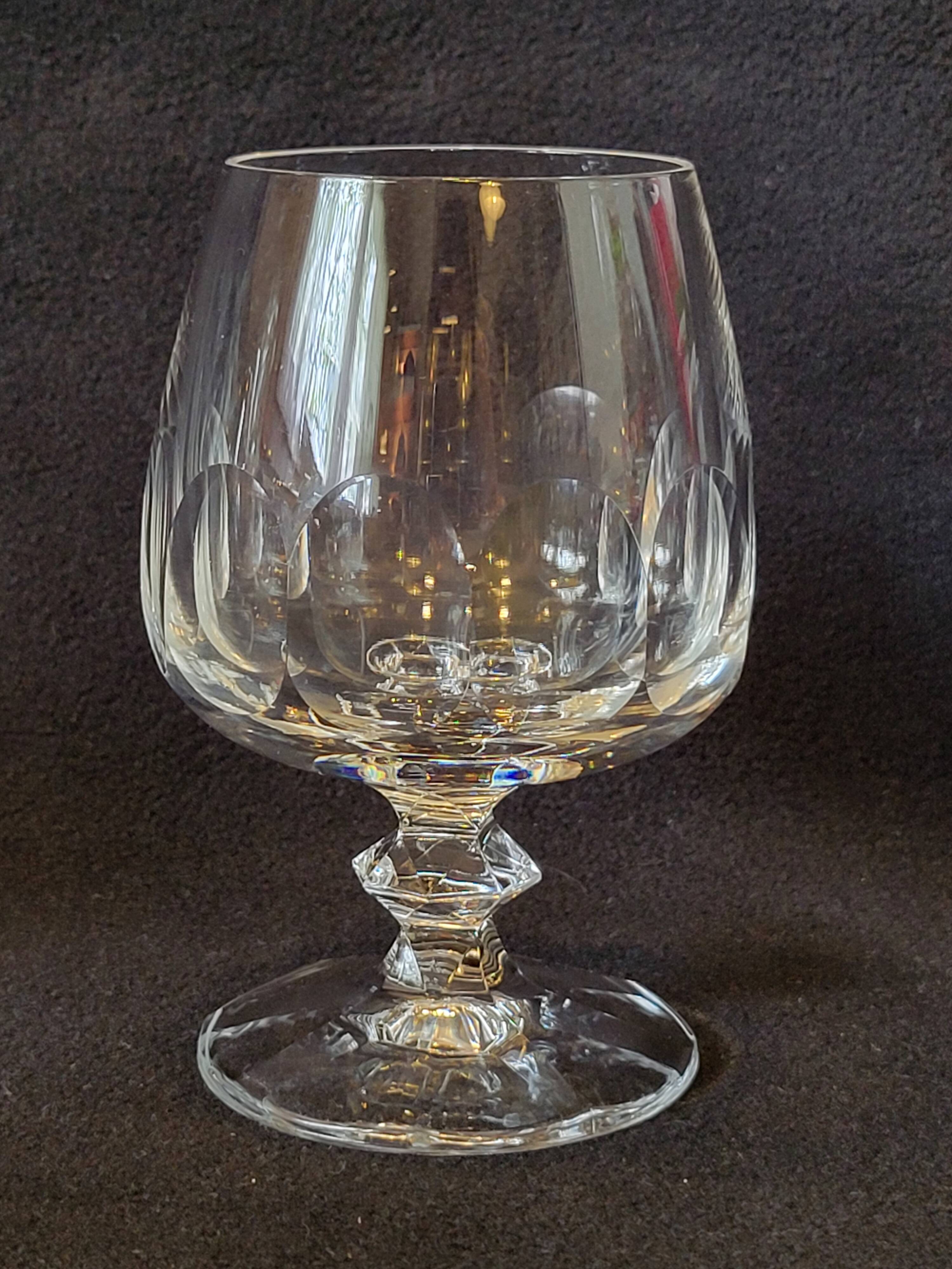 6 cognac glasses in flat cut crystal
