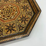 Plateau de service hexagonal en bois décoré de marqueterie marocaine Maroc