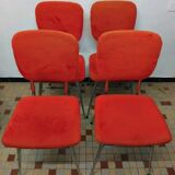 Lot de 4 anciennes chaises en tissus moumoute année 60 vintage