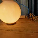 Small white globe table lamp