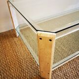 Italian travertine, perspex and glass coffee table, circa 1970