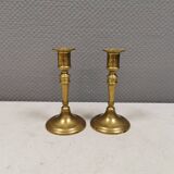 A set of vintage brass candlesticks. Denmark 1960-70s.