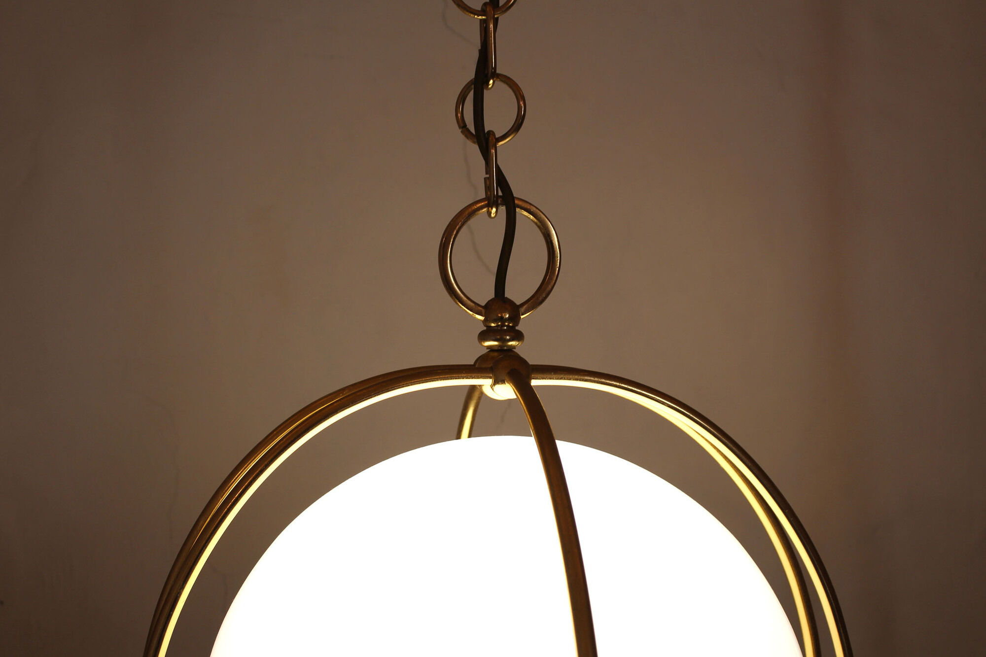 1970s goldenrod pendant with opaline glass