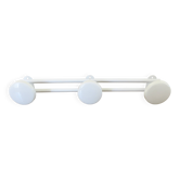 Wall-mounted coat rack with 3 hooks in white lacquered metal, 1980s