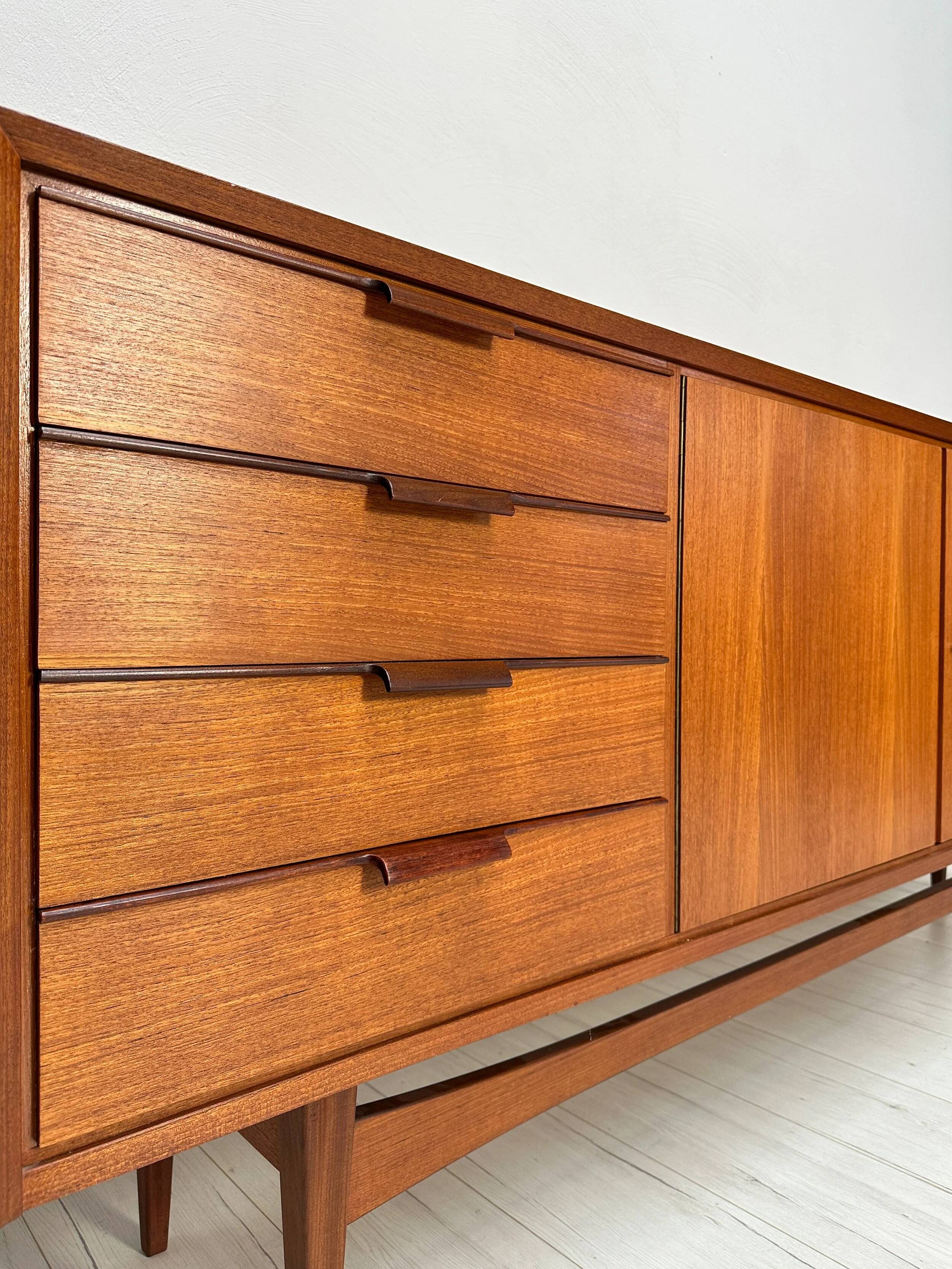 1960s Vintage Large Minimalistic Mid-Century Teak Sideboard