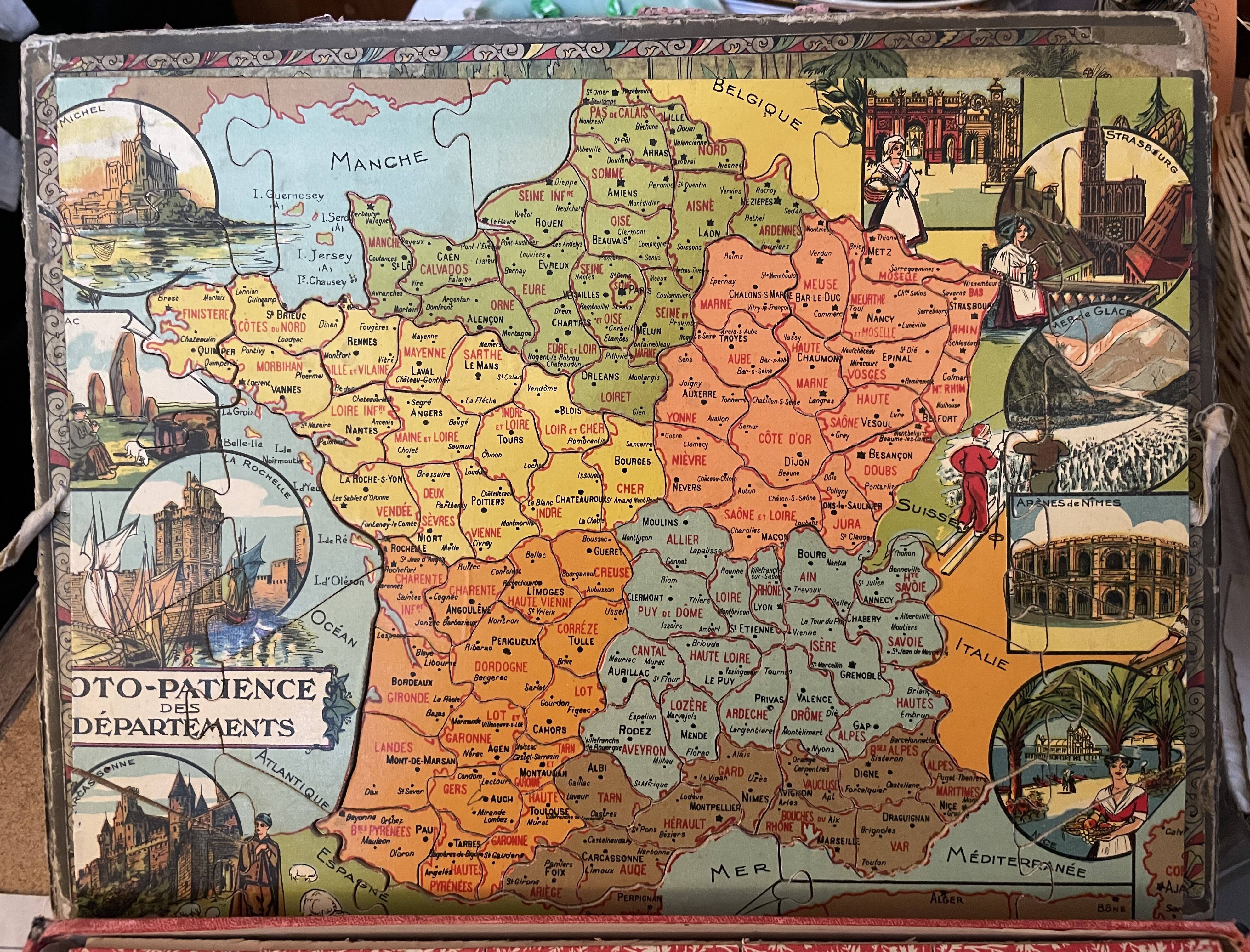 Ancien Puzzle éducatif - Atlas Géographique 7 Planches - L Saussine Edit (1885)