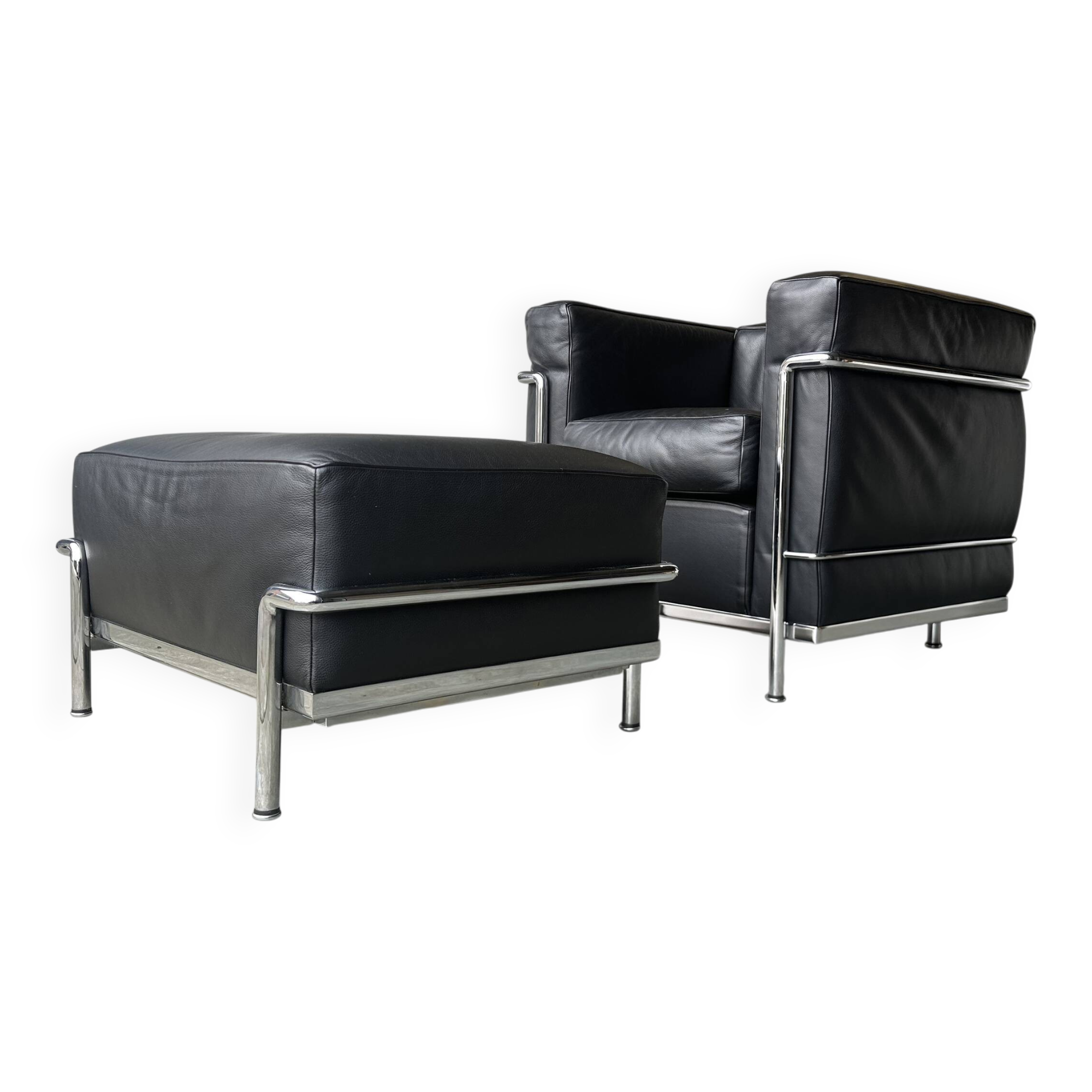 LC2 armchair and ottoman by Le Corbusier et al. for Cassina 1990s