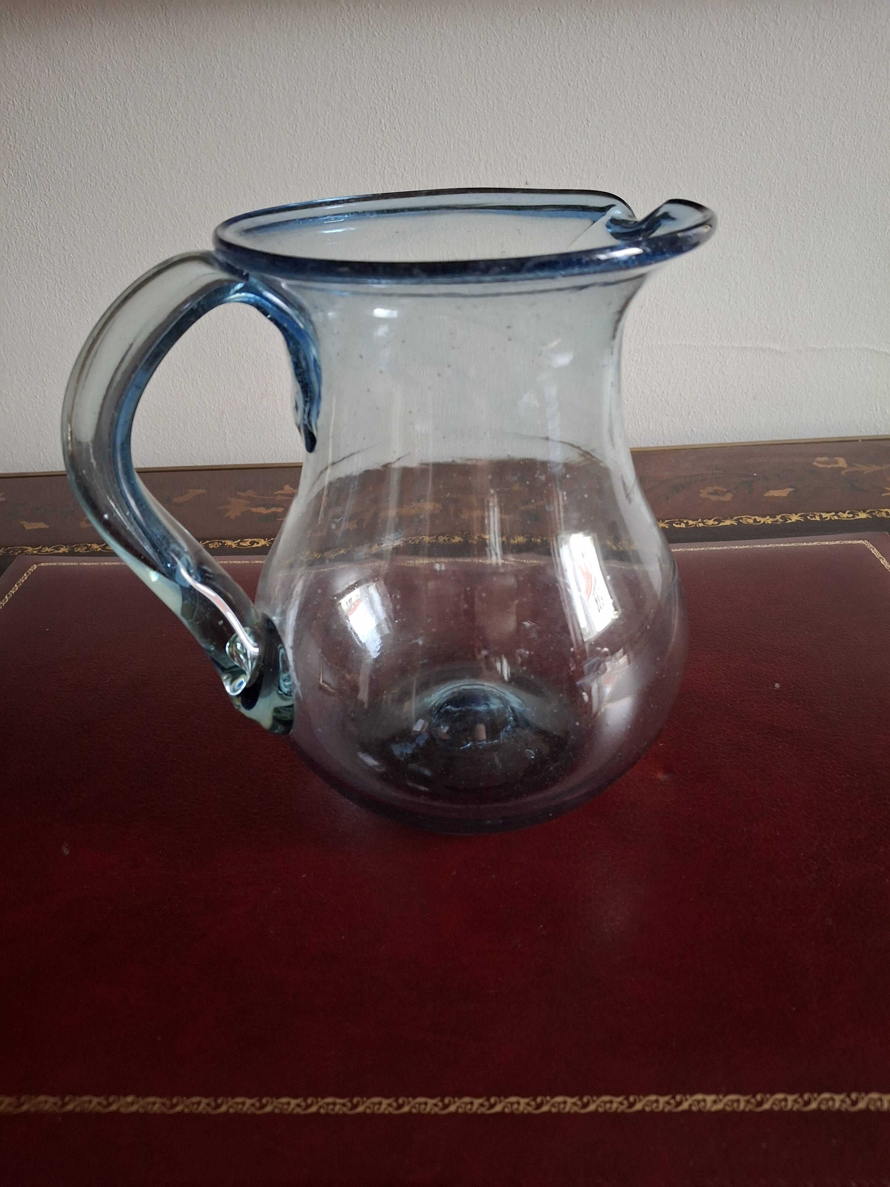 Service à orangeade en verre soufflé bullé