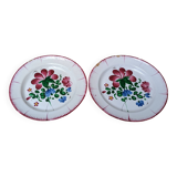 Ensemble de 2 anciennes assiettes décor bouquet de fleurs