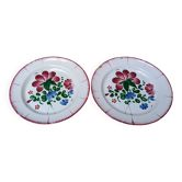 Ensemble de 2 anciennes assiettes décor bouquet de fleurs