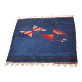 Tapis en laine noué à la main postmoderne du Népal, vintage des années 1980