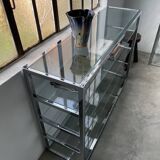 Pair of chrome and glass shelves from the 70s