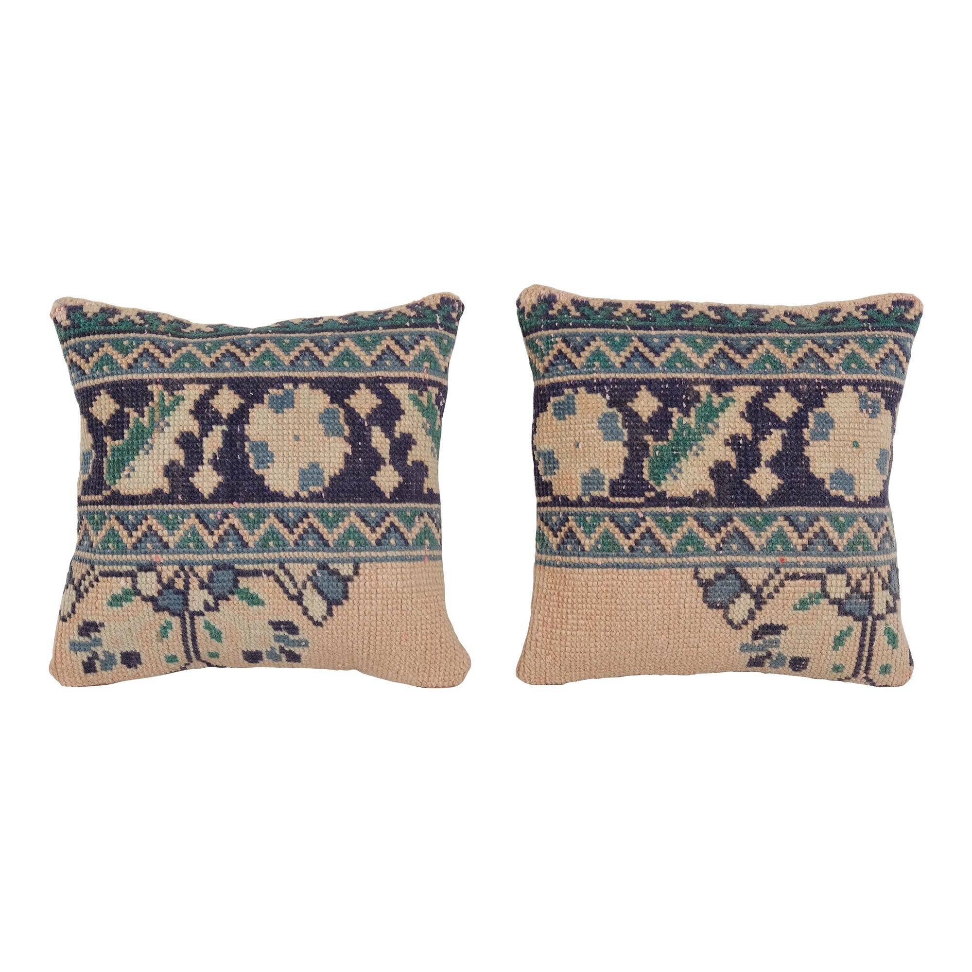 Set of 2 vintage Turkish cushion covers 38x38 cm